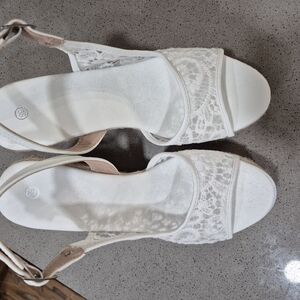 SHEIN White Lace Slingback Sandals